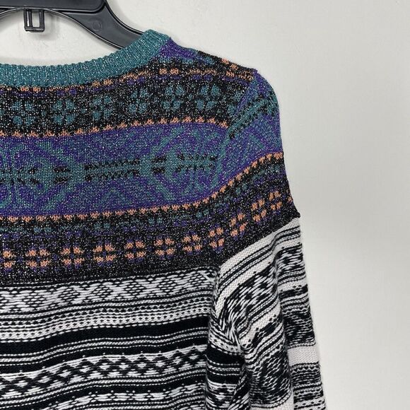 (nude) Sweater Women IT 42 US Medium Fair Isle Virgin Wool Blend Metallic Detail - Picture 8 of 11